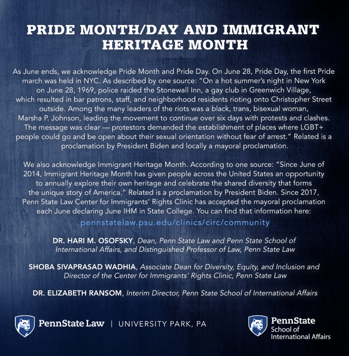 Pride Month/Day and Immigrant Heritage Month