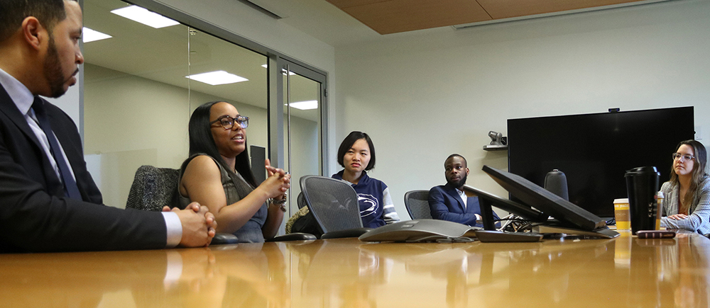 Teleicia Dambreville gives a career talk in spring 2019 to current Penn State Law students.