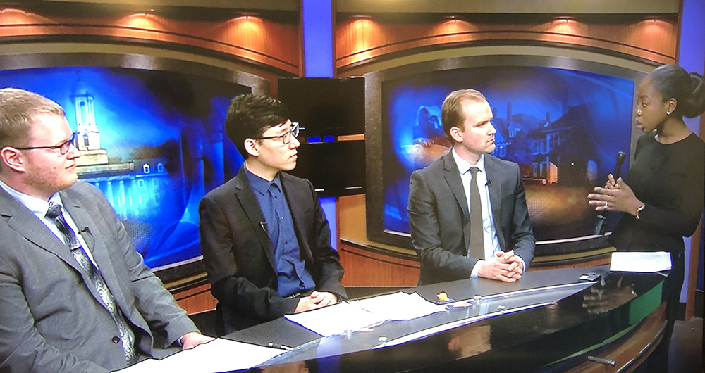 Penn State Law students participate in a simulated prime-time news panel