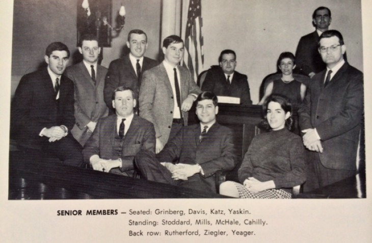 Lewis Katz featured with his fellow Moot Court Board students, seated 