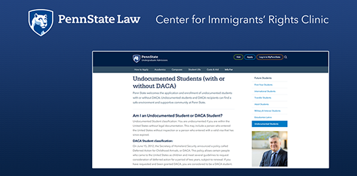 Center for Immigrants Rights Clinic partners with Penn State Undergraduate Admissions