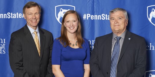 Dean Houck, Kelly Lloyd and President Barron | Penn State Law