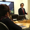 Iyadh Abid speaks during a spring 2019 class on human rights